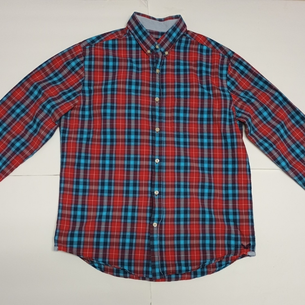 American Eagle Men’s M Prep Fit Plaid Button Down